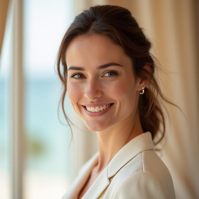 Portrait élégant d'Élodie Martin, Coordinatrice Événements & Honeymoons