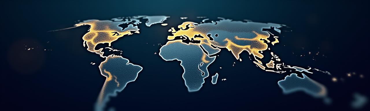 Carte stylisée du monde avec des itinéraires de voyage tracés, symbolisant la connexion et la planification de voyages.