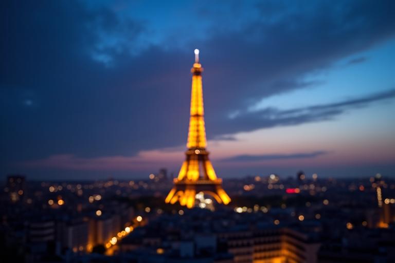 Tour Eiffel illuminée à Paris, France