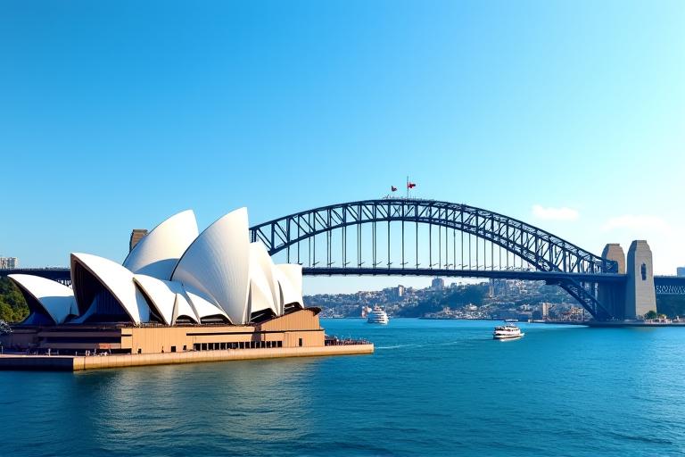 Opéra de Sydney, Australie, avec le Harbour Bridge en arrière-plan